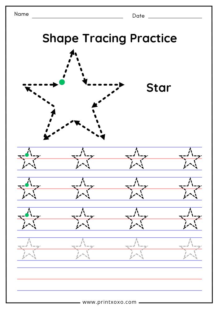 Star Shape Worksheet.pdf Shape Tracing Worksheets – Free Printable PDF for Preschool