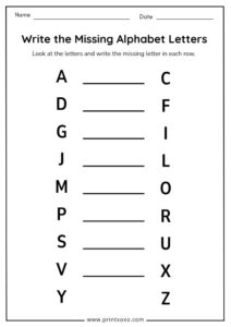 Missing Letters Worksheets (A–Z) – Free Printable Alphabet Worksheets ...