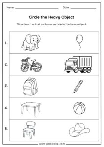 Small Heavy Object Heavy and Light Worksheets - Free Printable PDF for Preschool ...
