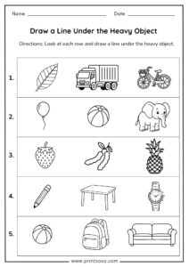 Heavy and Light Worksheets - Free Printable PDF for Preschool ...