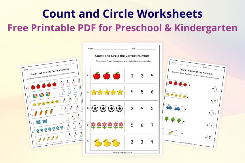 count and circle worksheets for preschool and kindergarten printable free pdf