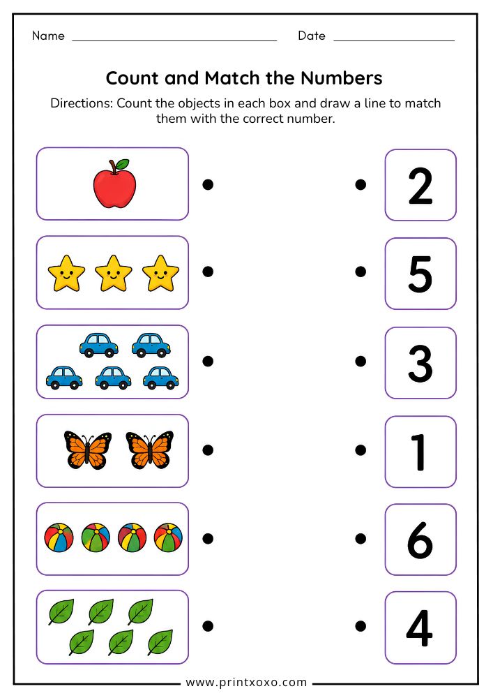 Number Matching Worksheets – Free Printable PDF for Preschool ...