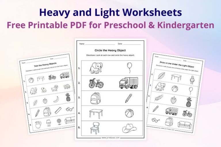 Heavy and Light Worksheets - Free Printable PDF for Preschool ...