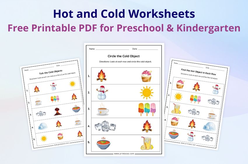 hot and cold worksheets for preschool and kindergarten printable free pdf