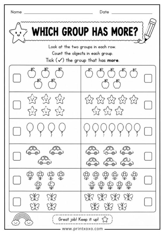Which group has more worksheet for preschool children