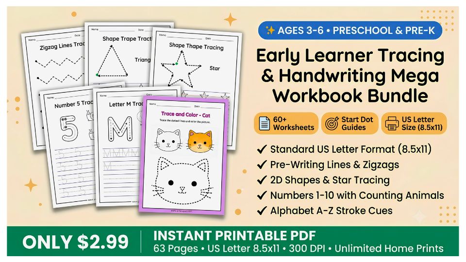 Preschool Tracing Workbook Mockup