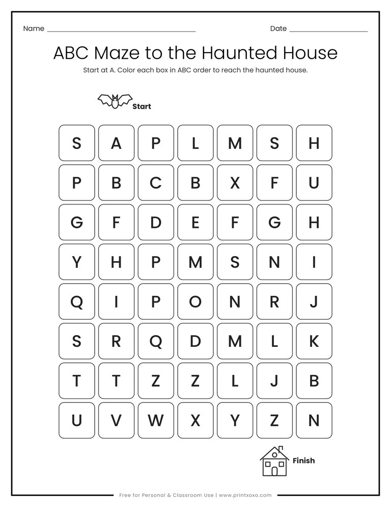 Halloween Alphabet Worksheets for Preschool & Kindergarten