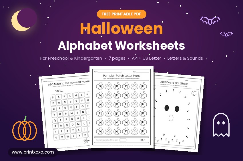 Halloween Alphabet Worksheets for Preschool & Kindergarten