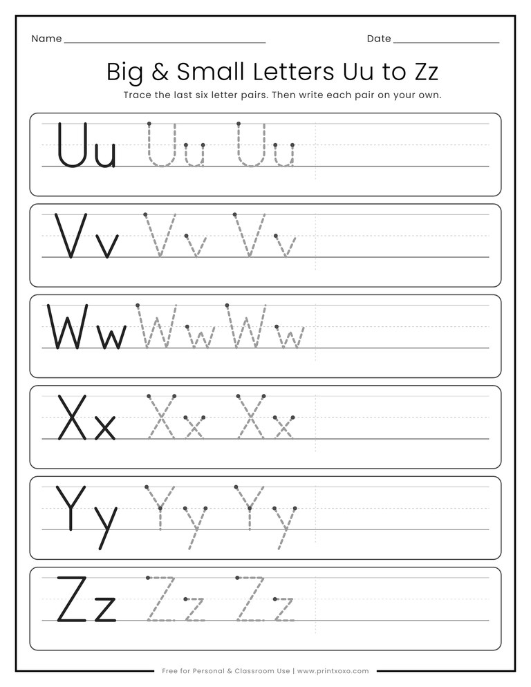 Small Letter Rtrace Uppercase & Lowercase Letter Tracing Worksheets for Kids