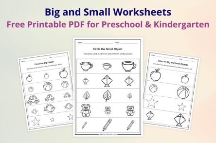 Big and Small Worksheets free printable PDF for preschool and kindergarten kids