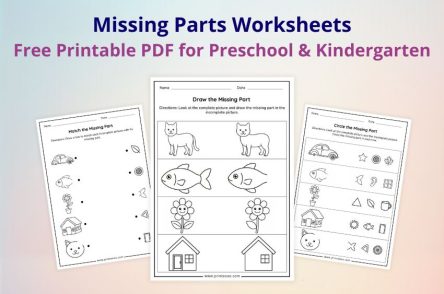 Missing parts worksheets free printable PDF for preschool and kindergarten kids