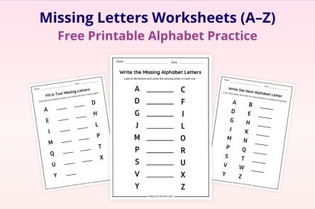 missing letters worksheets printable alphabet practice for kids
