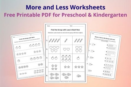 more and less worksheets for preschool and kindergarten printable free pdf